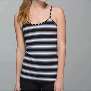 Lululemon Power Y Tank Luon Capilano Stripe Black/White Size 4